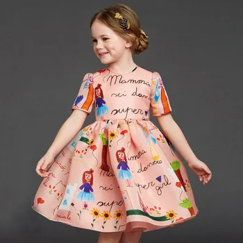Pige Prinsesse Kjole Domstol Stil Mønster, Korte Ærmer Høj Kvalitet Kjole Europæiske Og Amerikanske Børns Tøj k1