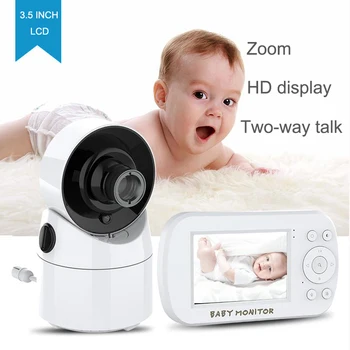 Babyalarm med Kamera og o Lcd-Sn Infrarød Night Vision Temperatur Display Video babyalarm OS Plug