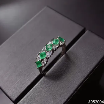 KJJEAXCMY fine smykker 925 sterling sølv indlagt naturlige justerbar Emerald Kvindelige ny ring folkelig Opbakning test hot salg