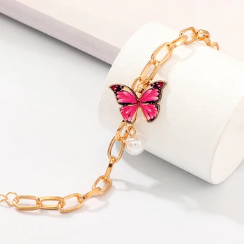 Design Piger Legering Armbånd Armbånd Til Kvinder Justerbar Butterfly Vedhæng Perle-Charme Og Kæde Armbånd Mode Smykker