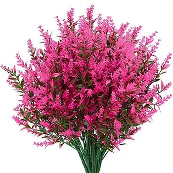 Nye 8 Bundter Kunstige Lavendel Blomster Udendørs Falske Blomster No Fade Imiteret Plastic Planter Have Veranda-Vinduet Box-Rose Red