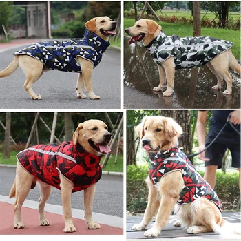 Stor Hund Tøj Vinter Varm Hunde Tøj Til Pet Vandtæt Hund Coat Reflekterende Polstret Vest For Doberman Rottweiler Outfit
