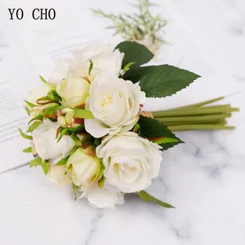 YO CHO 18 Hoveder Roser, Kunstige Blomster Buket Silke Roser Falske Buket Hjem til Bryllup Dekoration Valentine ' s Day Faux Blomster