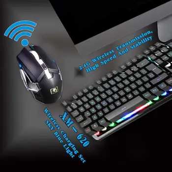 2.4 GHZ Trådløs Gaming Mus og Tastatur Sæt Genopladelige LED-Baggrundsbelysning Farverige Spil Mus og Tastatur Kombinationer til PC-Computer-Bærbar computer