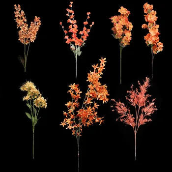 Dalen Fest Efterligning Blomster Oncidium Viburnum Blomst Orange Blomster-Print-Serien Bryllup Loftsdekoration Kunstig Blomst