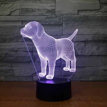 Ny dejlig Hund 3D LED Nat Lys 7 Farve Blinker Tryk på Usb Illusion Humør Lampe USB-Søvn Belysning Kids Fødselsdag Gaver Drop Skib