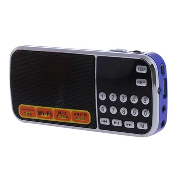Genopladelige Bærbare Mini Digital Stereo FM-Radio Højttaler Musik Afspiller med TF Card USB-AUX-Indgang med Display og lommelygte