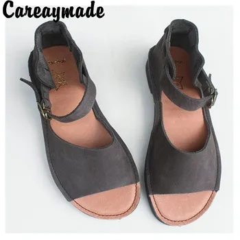 Careaymade-Ladies' sommer sandaler,kvinder handmadesandals retro kunst mori girl komfortable ægte læder sko,2 farver