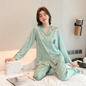Kinesisk Stil Pyjamas, der Passer Kvindelige Nattøj Satin Nyhed 2STK Sleep Set Intime Lingeri Nye Ankomst Hjem Tøj Nattøj