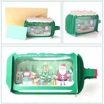1 Stk 3D julekort Flydende Flaske Håndlavet Gave Postkort Håndlavede Gaver Du Kort PVC Konvolut Op Takke Med E1C7