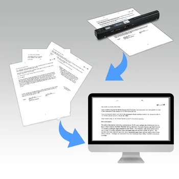 Bærbar Scanner 900 DPI wireless USB-understøttelse kort dokument i A4-papir farve foto scanning håndholdte JPG, PDF-skærm batteri#R40
