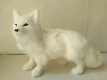 Hvid smuk ræv model polyethylen&pels stående toy fox om 35x23cm 1288