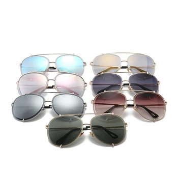 Trendy Solen Glas Pilot Top Kvalitet Designer Metal Solbriller Kvinder Mænd Vintage Kald Solbriller DF17034