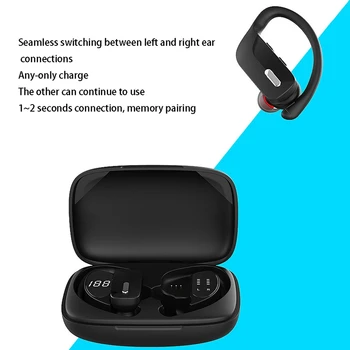 TWS Hovedtelefoner Trådløse Bluetooth-Hovedtelefoner, Sport Earbuds Gaming Headsets LED Power Displayet Musik Hovedtelefoner med Mikrofon