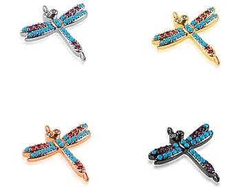 17*20mm dragonfly crystal micro bane cz cubic zircon zirkonia perler, kobber, sølv forgyldt armbånd halskæde tilbehør dfwr