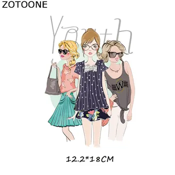 ZOTOONE Fashion Girl Stryg-På-T-shirt Termisk Overførsel Vynil Heat Transfer Strygejern og-Klistermærker Patches Til Tøj Strygejern