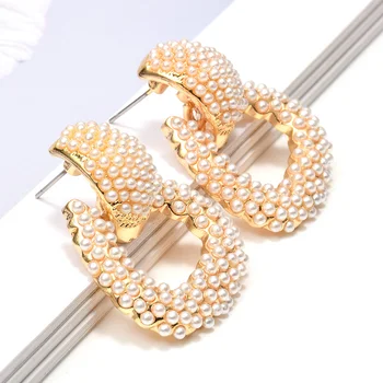 Høj Kvalitet Geometriske Metal Perle Dingle Dråbe Øreringe Hot Salg ZA Nye Pendientes Bijoux Smykker og Mode Tilbehør Til Kvinder