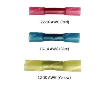 Maasco 50/75Pcs Heat Shrink Butt kabelsamlinger AWG 22-10 (0.5-6.0mm2) Vandtæt Isoleret Bil Wire (i Tyrkiet)