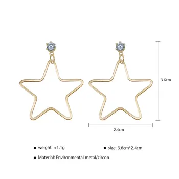 Carvejewl cubic Zirconia øreringe fem takkede stjerne dingle øreringe til kvinder smykker pige gave koreanske øreringe nye mode hot