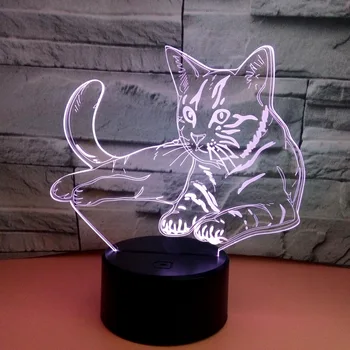 Kat 3D Night Light Remote Touch Swithc LED 7 Farver LED USB 3D-Illusion Lampe Til Hjemmet Indretning Som Børn Toy Gave Led Nat Lys