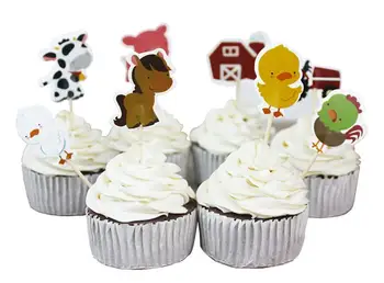 48PCS Kage Topper Mode Søde Tegneserie Dyr Fest Kage Topper Cupcake Topper For Kids Fødselsdag