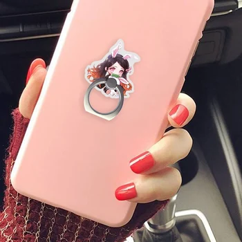 Anime Demon Slayer: Kimetsu ingen Yaiba telefonholder Kamado Nezuko Telefonen Stå 360°Rotation Akryl Mobiltelefon Finger Ring Holder