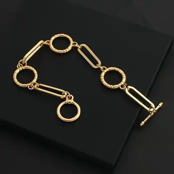 Flashbuy Nye Mode Tykke Guld Farve Kæde Armbånd til Kvinder Chunky Runde Metal Minimalistisk Smykker Gave