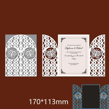 170*113mm Butterfly rund bue invitation spåntagende Dør dekoration Scrapbog Prægning Papir Håndværk Album Kort Punch Kniv