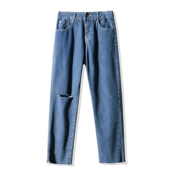 Hong Kong style cut jeans til mænd koreanske casual Burr ankel-længde bukser sommer til alle-match studerende bukser ins tiggeri bukser