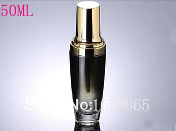 HOT 50 ml sort glass lotion prøve flaske med guld pumpen i forbindelse med Kosmetiske midler Emballage Genpåfyldelige Flasker container