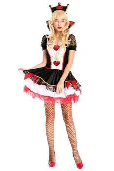Alice Røde Dronning Kostume Halloween Høne Part Dronning af Hjertet Cosplay Fancy Kjole
