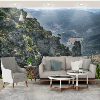Milofi tilpasset store tapet vægmaleri stejl klippe natur, er moderne indrettet stue med TV baggrund væggen