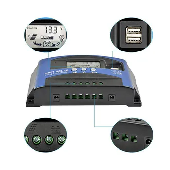 40-100 A 12V/24V MPPT-Solcelle-Controller laderegulator Solcelle Panel Batteri Oplader Dobbelt USB Port LCD-Skærm