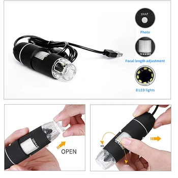 Mega Pixels 500X 1000X 1600X 8 LED Digital USB-Mikroskop Microscopio Forstørrelse Elektroniske Stereo USB Endoskop Kamera Fe10