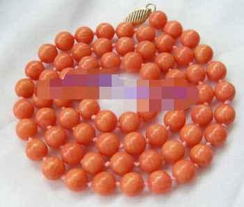 Engros god huij 004906 Fantastiske ægte 7mm runde pink koral perler Halskæde