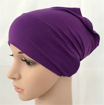 2021 Muslimske strække Turban, kasket blød modal indre Hijab Caps Islamiske Underscarf Bonnet hat kvindelige hovedbøjle rør cap turbante mujer