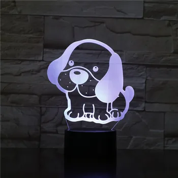 Søde Hvalp, Store Øre LED Dog 3D-Nat Lys 7 Farver Skiftende Sovende Tabel bordlampe Soveværelse Lava Lys Indretning Drop Shipping
