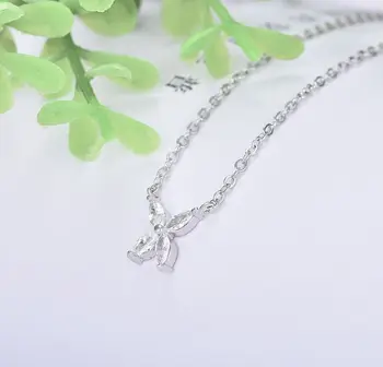 S925 Sølv Smykker koreansk Mode Kløver Zircon Vedhæng Sølv Smykker, Engros Kravebenet Halskæde Kvinders Tilbehør Halskæde