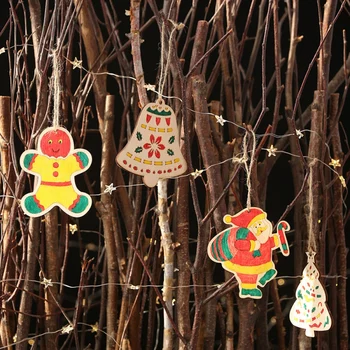 DIY Træ Skiver Males Blank Xmas Tree Vedhæng Jul Med Ufærdige Maleri Børster Hængende Dekoration