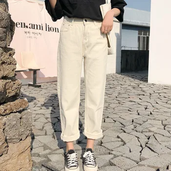 Simple Bukser Kvinder 2021 Solid Bukser Dame Høj Talje Casual Lommer Lige Smarte Harajuku Koreanske Bukser 10385