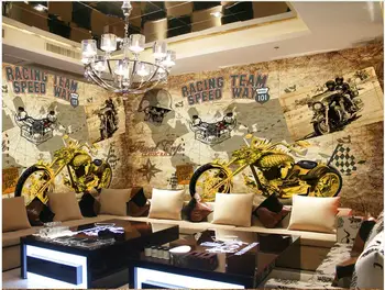 3d tapet brugerdefinerede foto enhver størrelse vægmaleri Golden motorcykel lokomotiv engelsk stue home decor tapet på vægge, 3 d