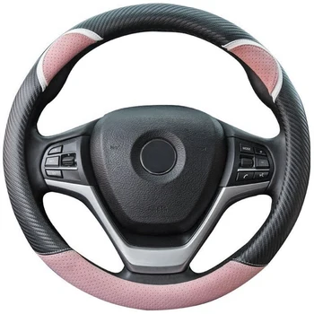 Søde Rattet Dække Syntetisk Læder Auto Rattet Dækning for Kvinder 15 Tommer (Pink)