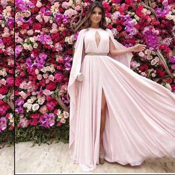Arabisk Aften Kjole Pink Stropløs Chiffon Robe De Soiree Formel Bryllup Gæst Party Dress Aften Kjole Dubai Elegant Lang Kjole