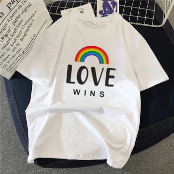 Lgbt-t-shirt Kærlighed Vinder Kvinder T-Shirt homoseksuelle kærlighed er kærlighed, kvinder rainbow top t-shirt kawaii Streetwear femme Top Tees