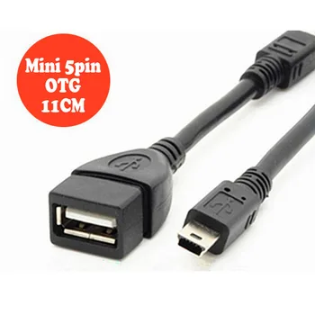 11cm OTG Cable Black 5pin Mini USB Mand Til USB 2.0 Type A hun OTG Host Adapter Kabel Til Mobiltelefon, Tablet, MP3-MP4-Kamera