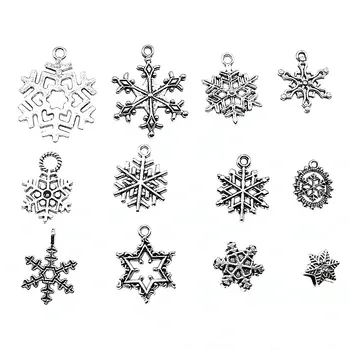 Snowflake Charms Antik Sølv Farve Snefnug Charms Vedhæng Til Armbånd Jul Charms Snefnug