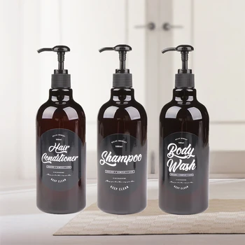 Købe 500ml brun sæbe dispensere flaske smarte badeværelse hårbalsam hånd vask shampoo shower tryk plast dispenser < Badeværelse \ Loneabrahamsen.dk