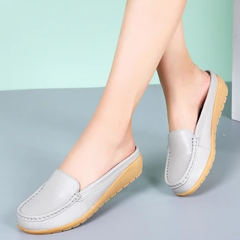Nye 2021 solid kvindelige sandaler, sommer, tøfler, klip-klappere, læder flade sandaler, mine damer fladskærms tøfler