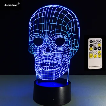 LED Nyhed Lys Skull serien Night Light Remote/Touch 3D-Lampe USB-Akryl 7 Farverige 3D-Desk Lys boligindretning Nat Lampe