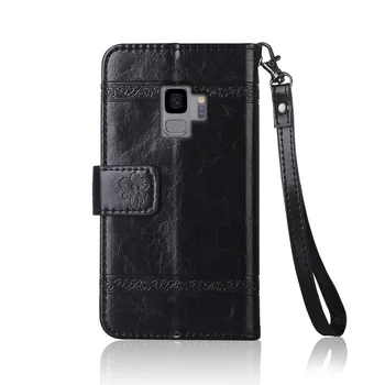Flip Læder taske Til Samsung Galaxy S9 G960 tilfælde Blomst tegnebog tilfælde med Rem blød TPU back cover